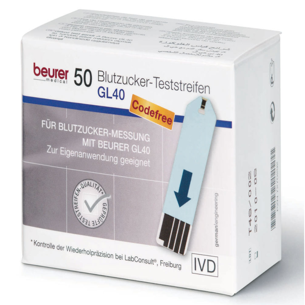 Teststreifen für Blutzuckermessgerät Beurer GL40 (2x 25 Stück)
